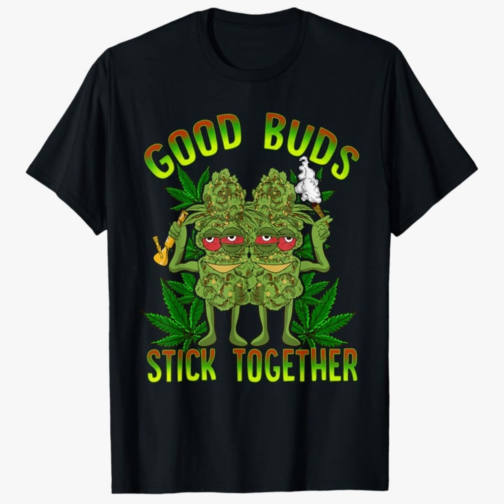 Black Graphic T-Shirt with Green and Red Design